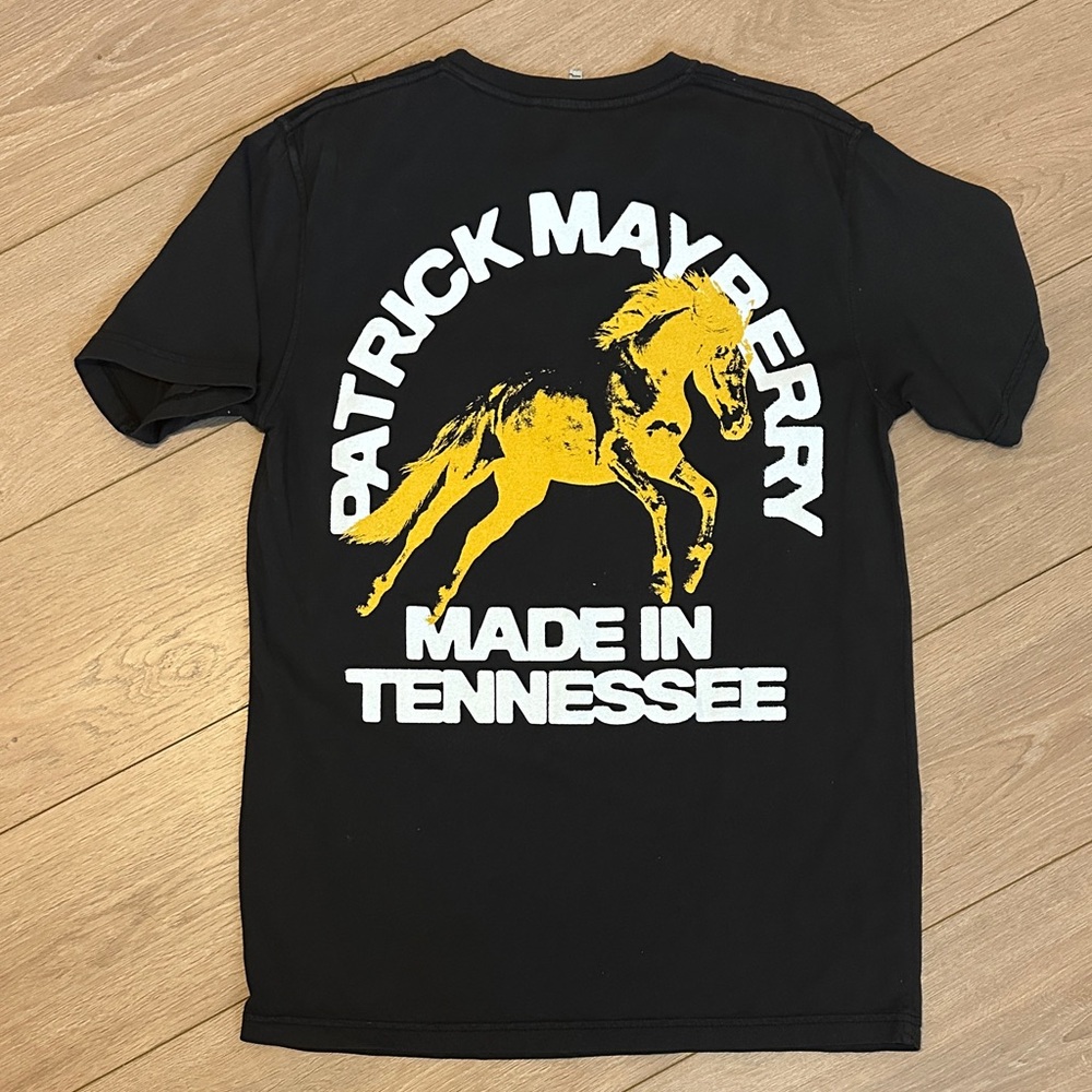 Black T-Shirt with Yellow Graphic Vintage Feel